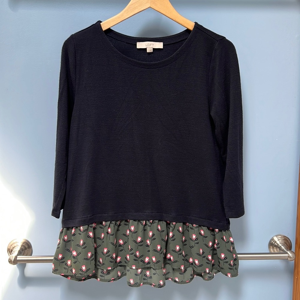 Loft Sweater with Floral Peplum size Small